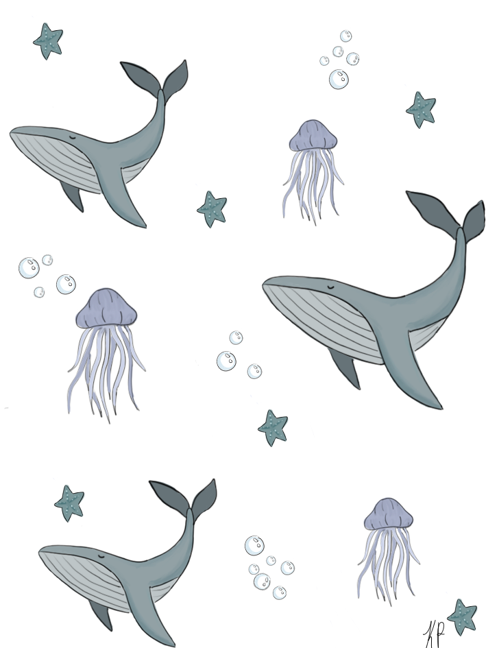 Whales and jellyfish pattern